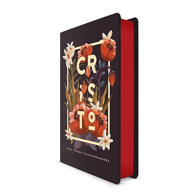 Bíblia Sagrada NVT - Cristo - Flores Tropicais Preta - Letra Normal - Borda Redonda e Lateral Pintada