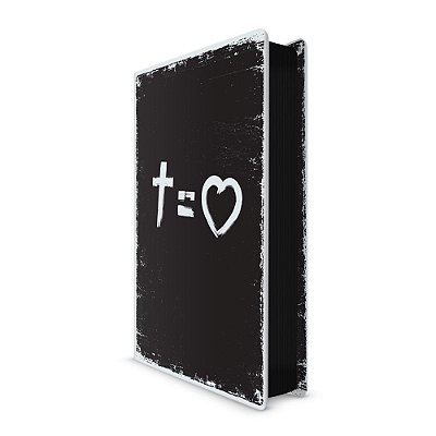 Bíblia Sagrada NVT - Cross Equals Love - Preta e Branco -  Letra Normal (Borda Redonda e Lateral Pintada)