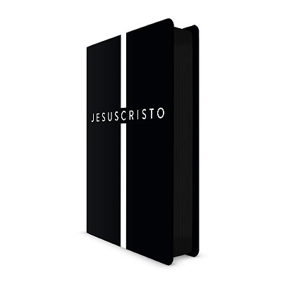 Bíblia Sagrada NVT - Jesus Cristo Cruz - Preta e Branco -  Letra Normal (Borda Redonda e Lateral Pintada)