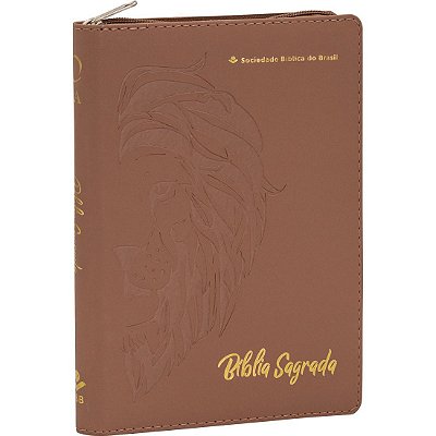 Bíblia Sagrada Letra Grande - com zíper - ARA - Linha Ouro - Caramelo
