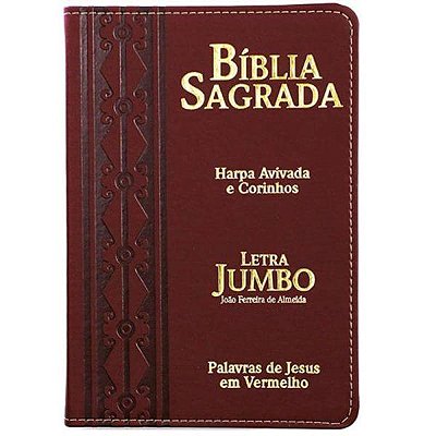 BÍBLIA LETRA JUMBO CAPA PU LUXO C/ HARPA ARABESCO BORDÔ