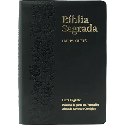 Bíblia Sagrada Letra Gigante, Edição com Letras Vermelhas e Harpa Cristã, Capa Sintética Floral Ramos