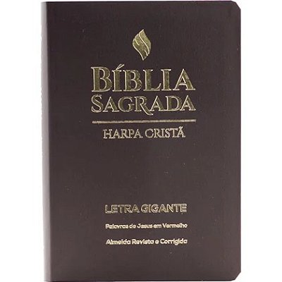 Bíblia Sagrada - Letra Gigante - Edição com Letras Vermelhas e Harpa Cristã - Capa Semiflexível - Marrom