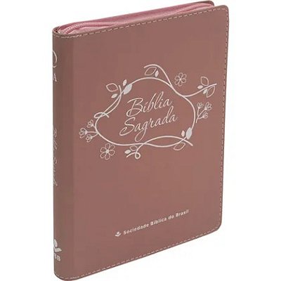 Bíblia Sagrada - ARA - Linha Ouro - Zíper - Rosa Claro