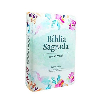Bíblia Sagrada com Harpa Cristã Popular Letra Gigante Aquarela