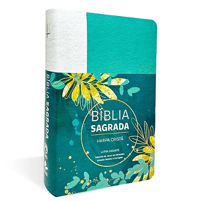 Bíblia Grande Harpa Cristã Popular Letra Gigante Floral Verde/Branco