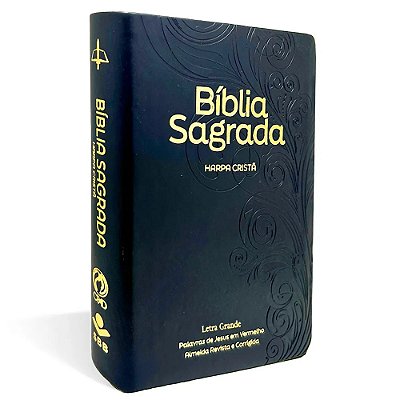 Bíblia Grande Harpa Cristã Luxo Letra Grande Floral Preta