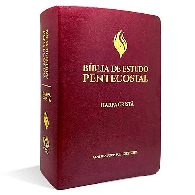 Bíblia De Estudo Pentecostal Média Luxo Harpa Cristã Vinho