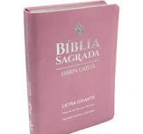 Bíblia Grande Harpa Cristã Luxo Letra Gigante Rosa Claro ARC