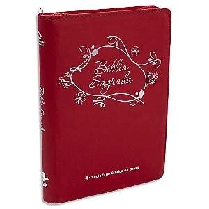Bíblia Sagrada NAA Letra Grande capa Vermelha com Zíper