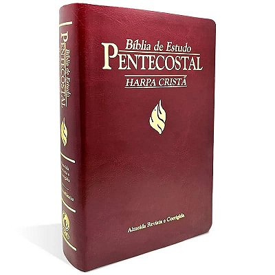 Bíblia Pentecostal De Estudo Média - Vinho Capa Luxo Com Bodas Douradas - ARC