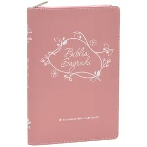 Bíblia RC Letra Grande com Zíper - Rose - Flores - SBB
