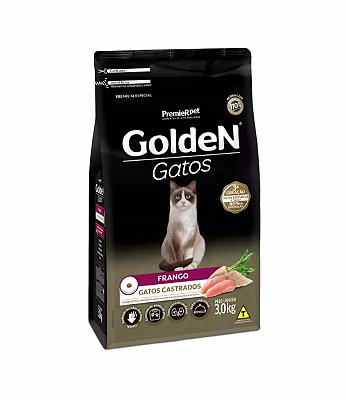 Ração Golden para Gatos Adultos Castrados Sabor Frango 3kg