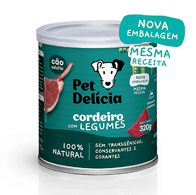 Ração Úmida Pet Delícia para Cães Adultos Sabor Cordeiro com Legumes - 320g