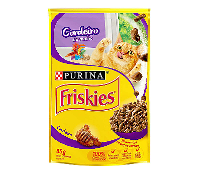 Ração Úmida Friskies Sachê para Gatos Adultos Sabor Cordeiro ao Molho - 85g
