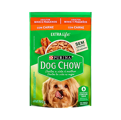 Ração Úmida Dog Chow Sabor Carne para Cães Adultos de Raças Pequenas- 100g