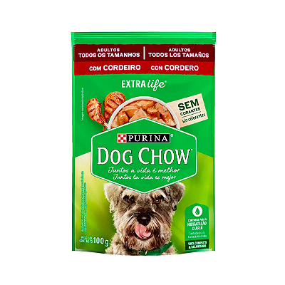 Ração Úmida Nestlé Purina Dog Chow para Cães Adultos Sabor Cordeiro 100g