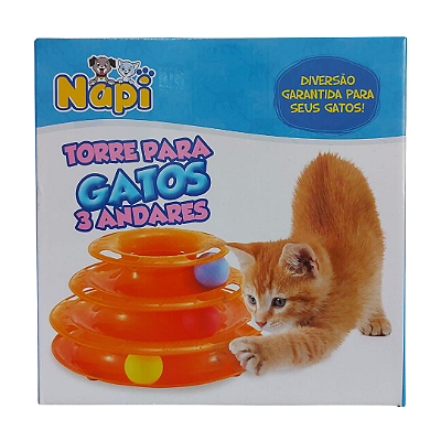Brinquedo Interativo Para Gato Pet Torre 3 Andares Com Bolinha - Napi