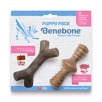 Benebone Puppy 2-Pack Map+Zag para Cães Filhotes