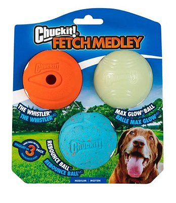 Brinquedo Cachorro Chuckit Fetch Medley Pack 3 Bolas Tam Médio