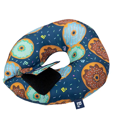 Colar Elizabetano Ajustavel Macio para Cães e Gatos - Cor Azul Donuts