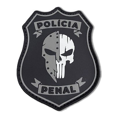 Patch Brasão Emborrachado Polícia Penal Elmo / Caveira