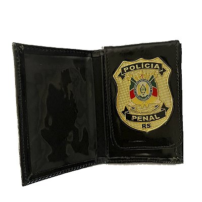 Carteira em couro da Polícia Penal RS