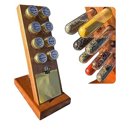 Porta Tempero Vertical Tubete Dourado Com Porta Recado Tmb