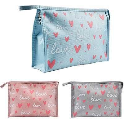 Necessaire Feminina Love Colors Alça e Zíper 23cm Poliester