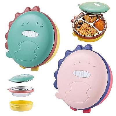 Marmita Lancheira Térmica Infantil Aço Inox 400ml Dinossauro
