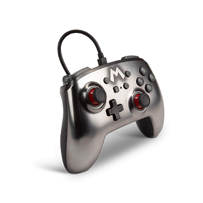 Controle Nintendo Switch PowerA  Com Fio Edição Mario Silver Super Mario