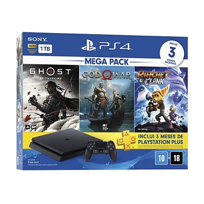 Console Playstation 4 Slim Mega Pack 3 Jogos - PS4 Slim Novo Lacrado