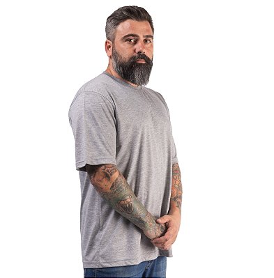 Camiseta Cinza Mescla Em Malha Pv Lisa Para Personalizar Uniformes