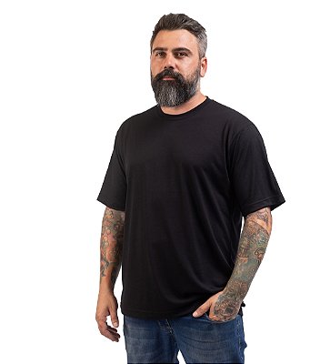 Camiseta Preta Em Malha Pv Lisa Para Personalizar Uniformes