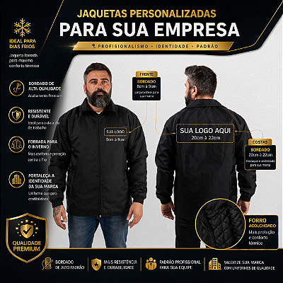Kit 20 Jaquetas Em Nylon Personalizadas 2 Logos Uniformes