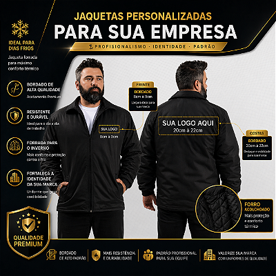 Kit 30 Jaquetas Microfibra Personalizadas 2 Logos Uniformes