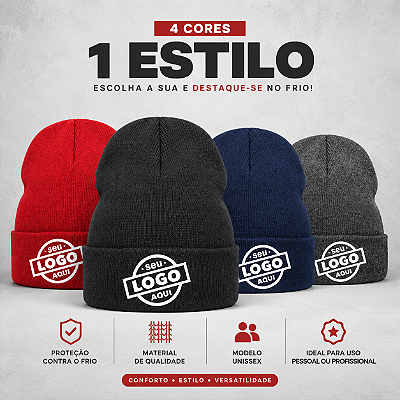 Kit 25 Gorros Toucas Lã Personalizados Empresa