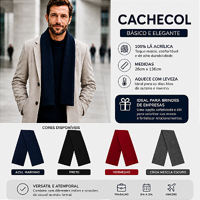 Kit 50 Cachecóis Em Lã Básico Brinde