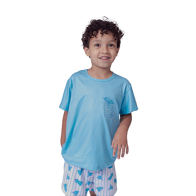 Pijama No Mundo da Lua KIDS Nino Azul Bolso - Turmatube