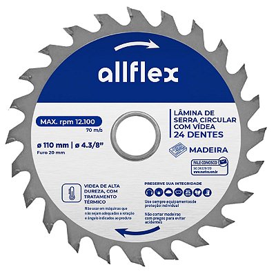Disco Serra Circular allflex C/Videa 4.3/8P 24 Dentes