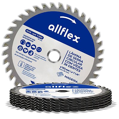 Kit 10 Discos Serra Circular allflex C/Videa 7.1/4 36 Dentes