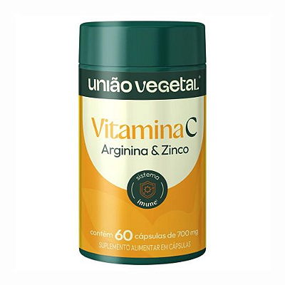 Vitamina C + Arginina + Zinco 700mg 60 Caps - União Vegetal