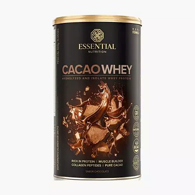 Whey Cacao Hidrolizado e Isolado 420g Lata 0 Lactose - Essential Nutrition