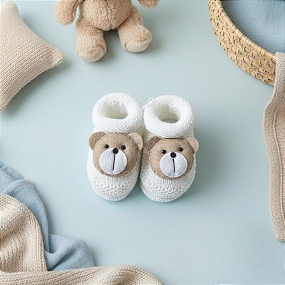 Sapatinho de Tricô Urso