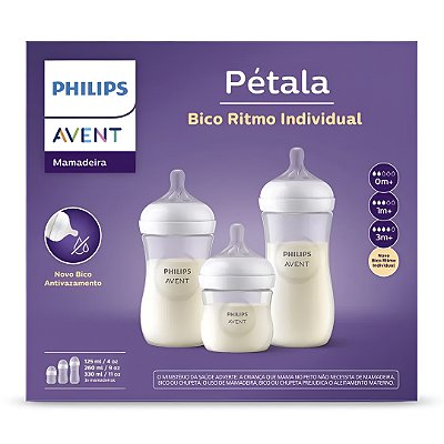 Kit 3 Mamadeira Petala Anticólica 125/260/330 ML Avent