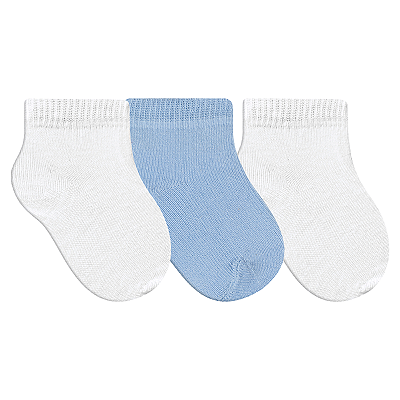 Kit 3 Pares de Meias Bebê Masculino Liso