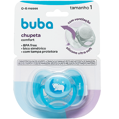 Chupeta Buba Comfort Ursinho Tamanho 1 e 2 Buba