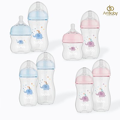 Kit 2 Mamadeiras Easy Flow Elefante Buba 120ml/270ml e 270ml/330ml