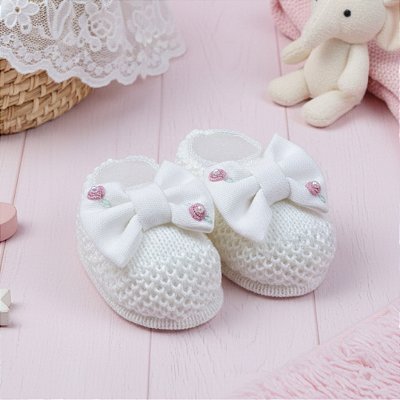 Sapatinho de Tricô Laço Florzinha Luxo