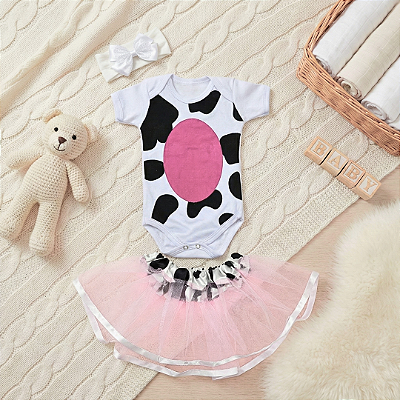 Fantasia Bebê Menina Body + Saia + Faixa Laço